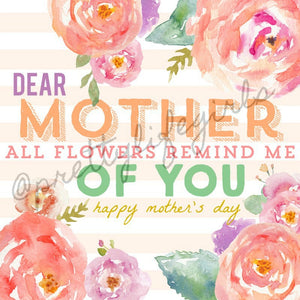 Dear Mother Printable Gift Tag